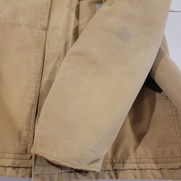 Carhartt Chore Jacket Mens 48 Regular Tan Quilted Line Full Zip Canvas Grunge - Picture 11 of 12